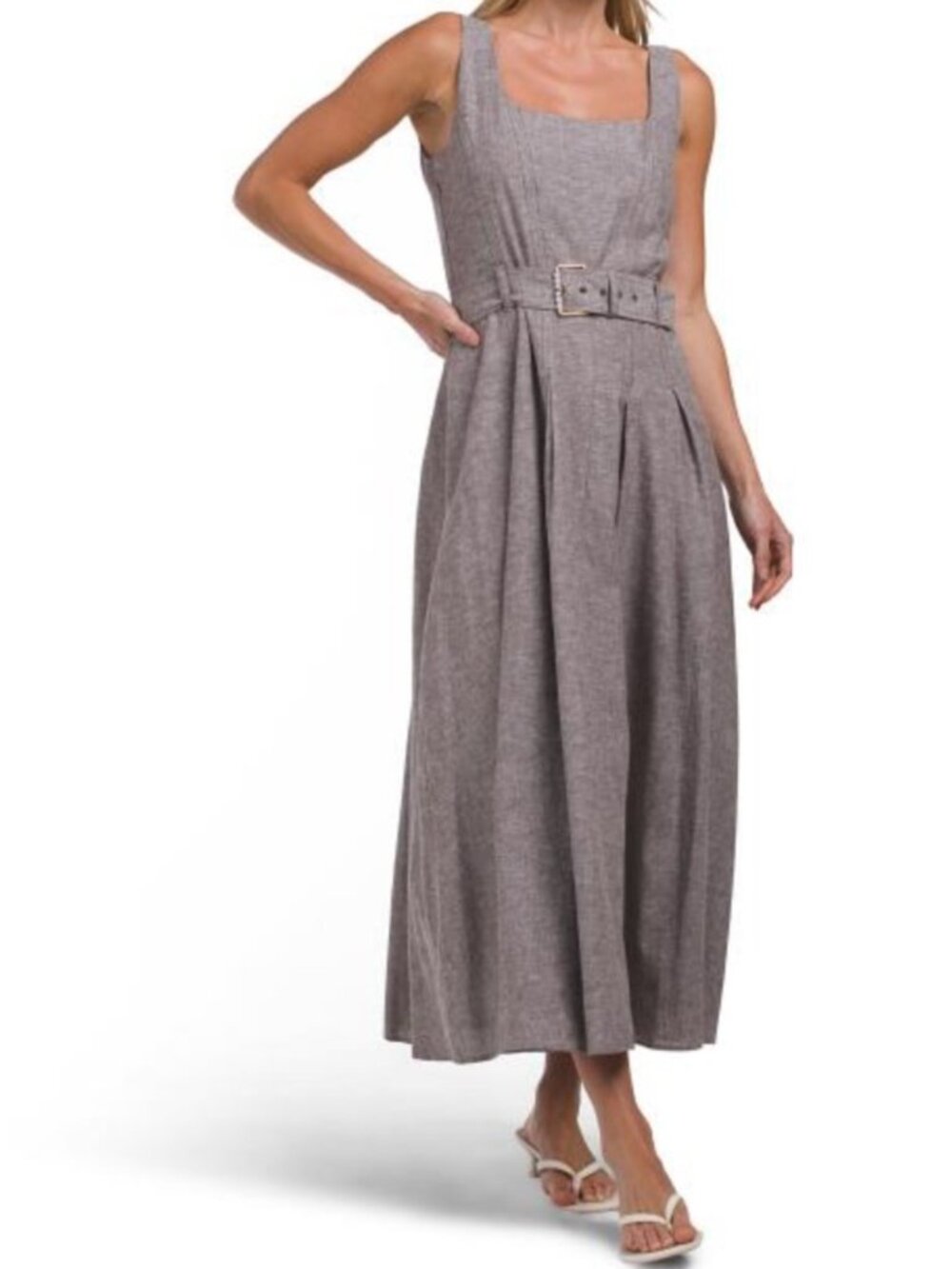 KARL LAGERFELD linen blend belted dress